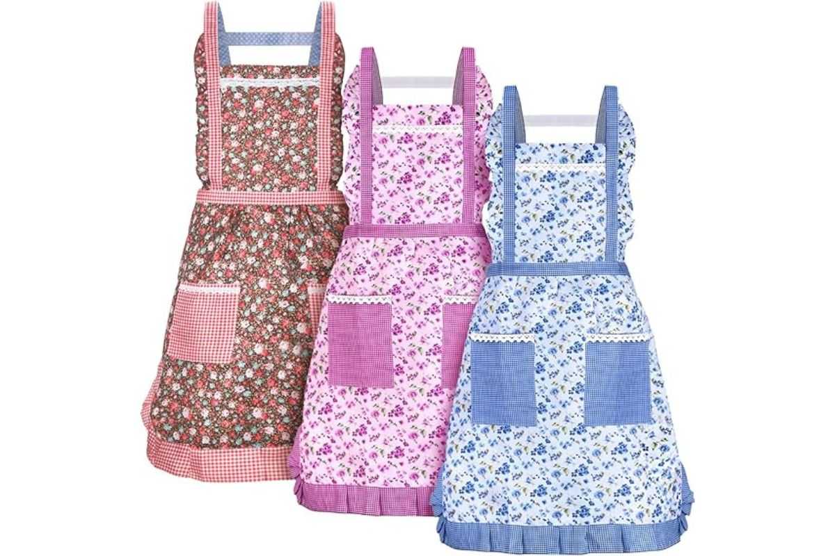 Zhanmai-3-Pieces-Ladies-Floral-Apron-with-Pocket-Soft-Chef-Apron-for-Cooking-and-Gardening-Girls-Apron-for-Cooking